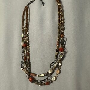 Silpada Multi-Strand Necklace with Brown and Cream Beads